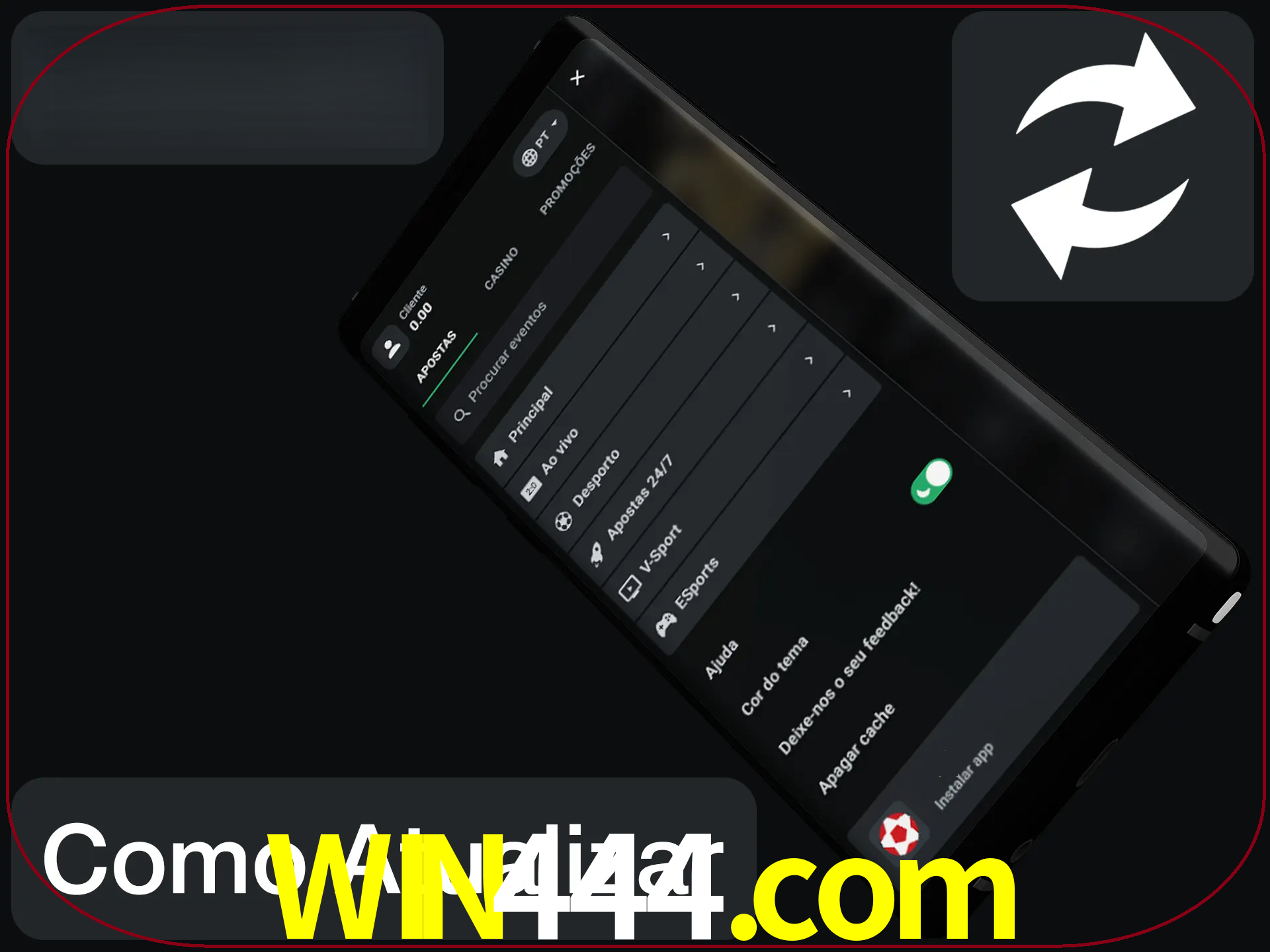 O aplicativo é atualizado automaticamente quando você faz o login.