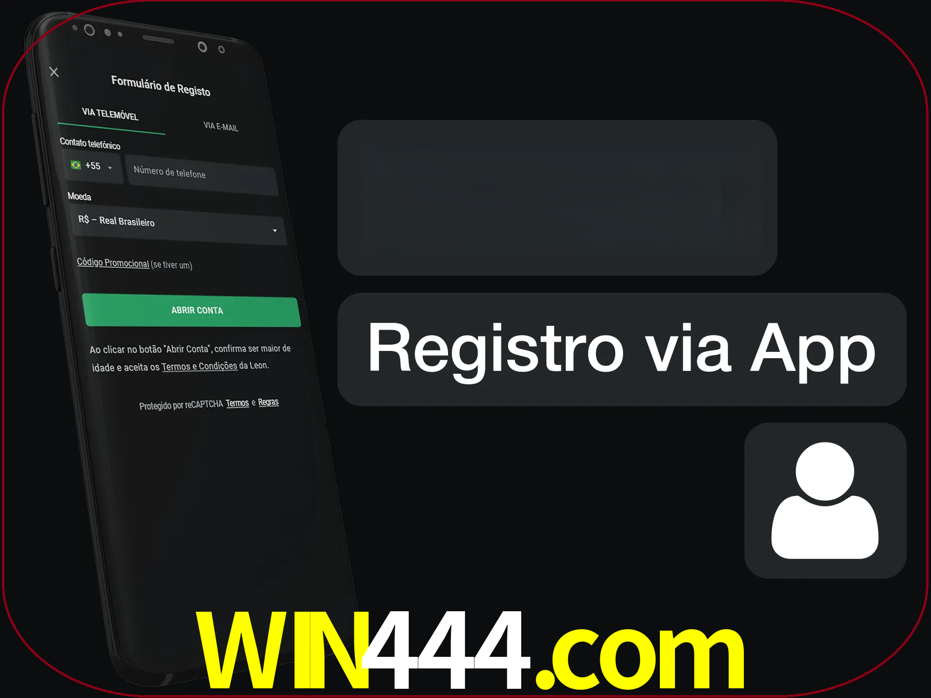 Registre-se com duas etapas usando o aplicativo.